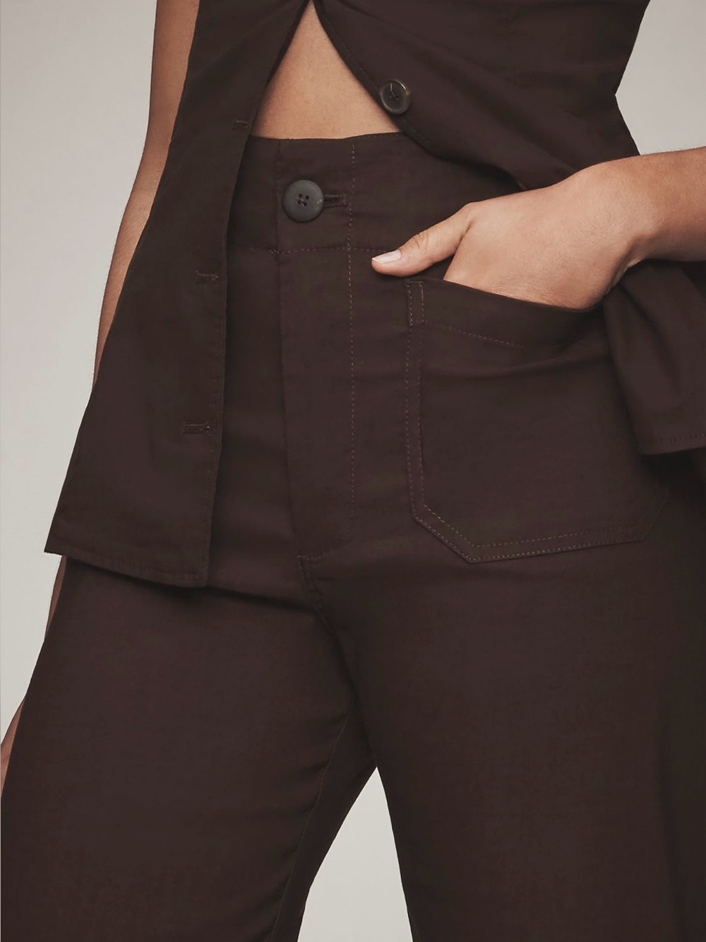 NWOT Anthropologie Colette Magic Fabric Full-Length Pants - Powdered Cocoa - 32